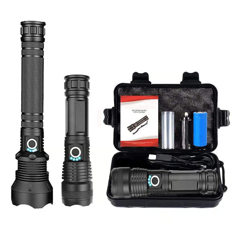Waterproof Rechargeable LED Camping Torch with Adjustable Focus and Tactical Zoom Flashlight